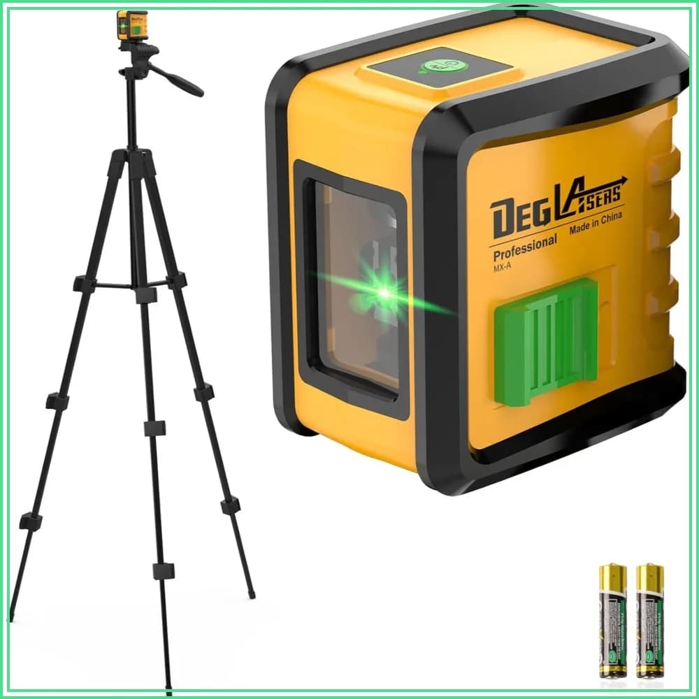 Self-Leveling Green Cross Line Laser with Tripod, ±1/9" Accuracy at 33ft, 3 Brightness Modes, Pulse Mode, 1/4" Mount, Battery Included