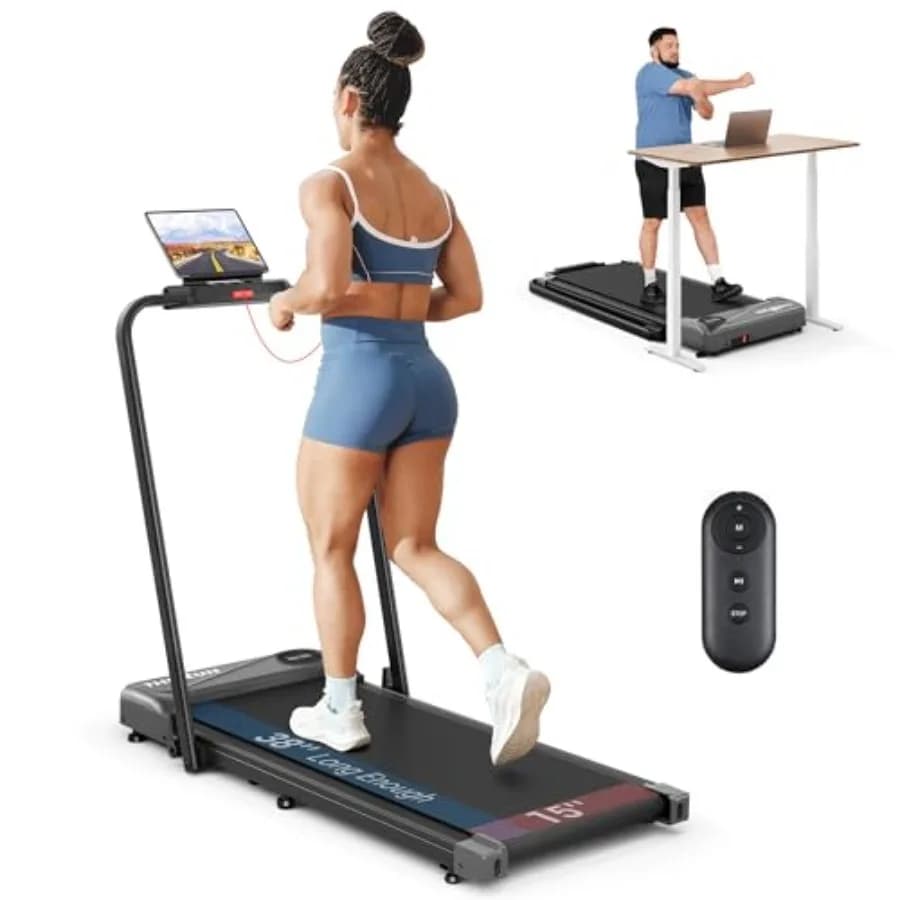 Tapis Roulant Pieghevole 2 in 1 per Casa, 2.5HP, Sotto Scrivania con Manubrio, Nastro di Corsa Allargato da 16 Pollici con Telecomando
