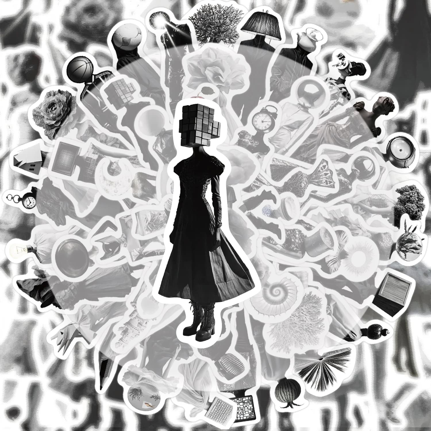 50 adesivi graffiti surreali minimalisti, adatti per decorare bottiglie d'acqua, laptop, telefoni cellulari, valigie, skateboard, chitarre, scatole regalo e decorazioni per feste