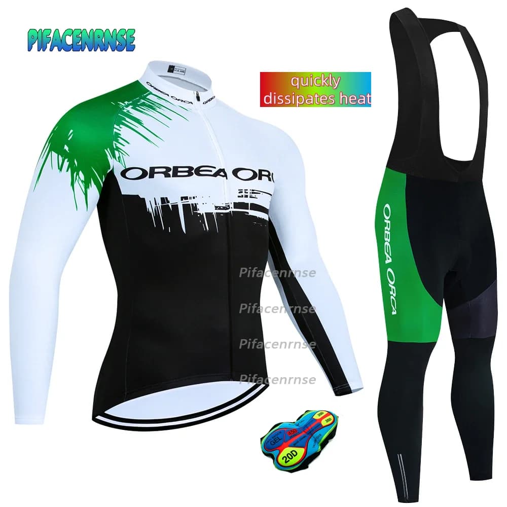 Inverno 2025 Nuova Maglia da Ciclismo Team ORCA, Giacca e Pantaloni Termici in Pile per Uomo, Abbigliamento da Bici MTB e Strada