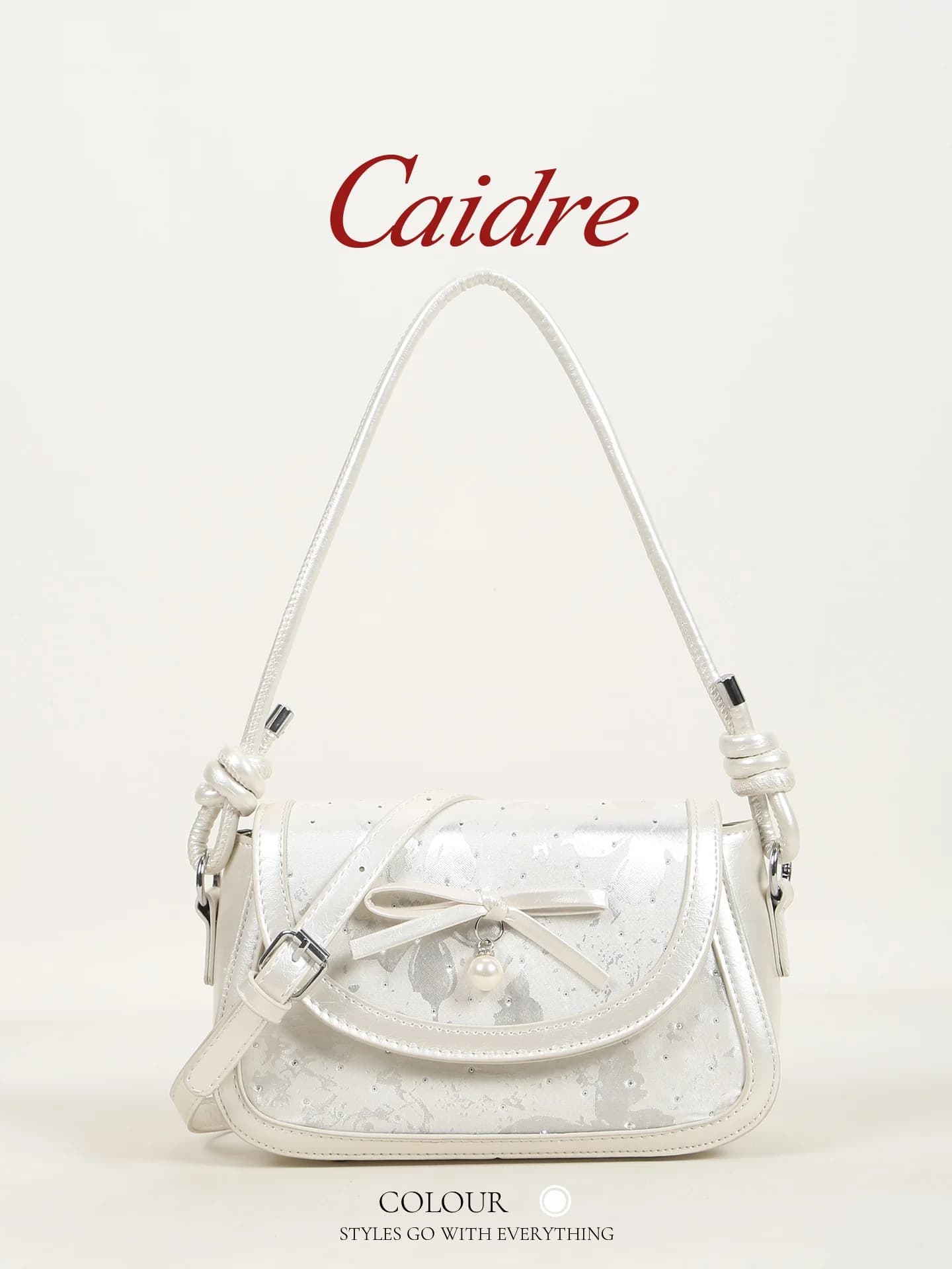 Caidre Knot Single Shoulder Underarm Bag Women's Commuter Tote Handbag Soft PU Leather Small Size Casual Style