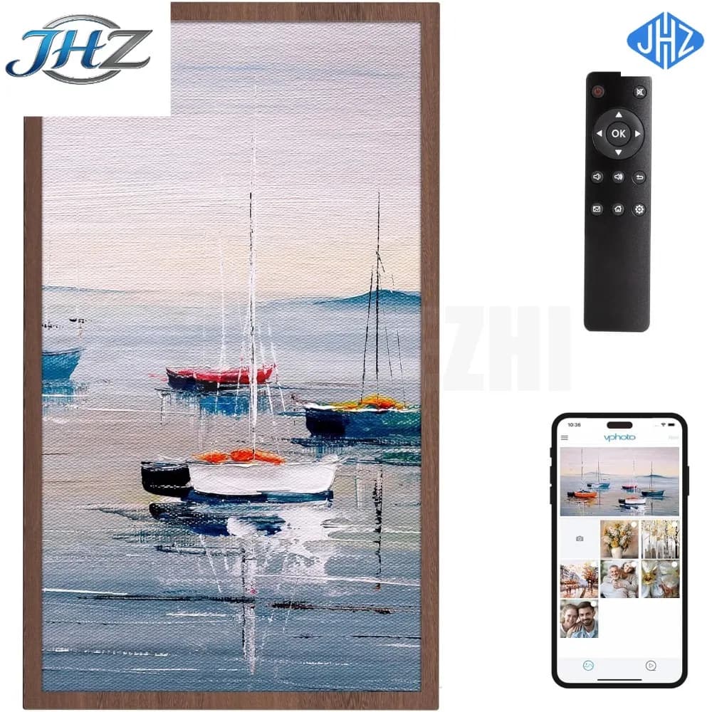 JHZ Nuova Cornice Digitale Grande con Schermo da 21,5 Pollici, Cornice Fotografica Digitale WiFi, Memoria da 32GB, Rotazione Automatica, Classica 21
