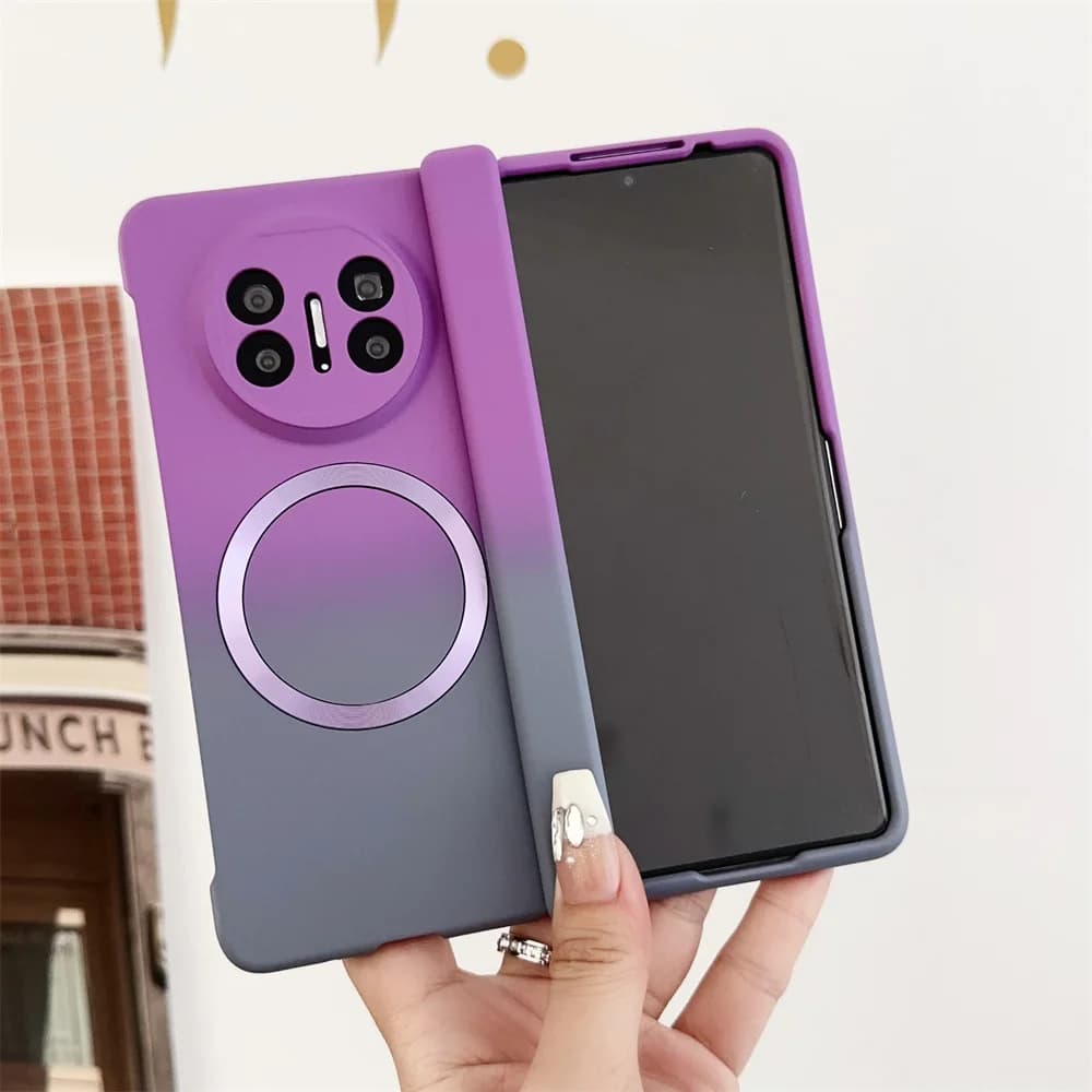 Custodia per telefono in plastica rigida con protezione magnetica per cerniera Magsafe, colore sfumato, per Huawei Mate X5 X3, cover posteriore antiurto