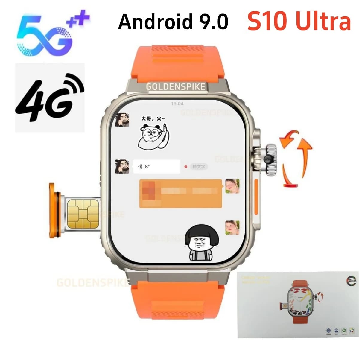 4G Android Smart Watch S10 2.2 pollici 448*528 Amoled Smartwatch 64GB Rom Frequenza cardiaca SmartWatch Uomo donna supporto SIM Card GPS WIFI