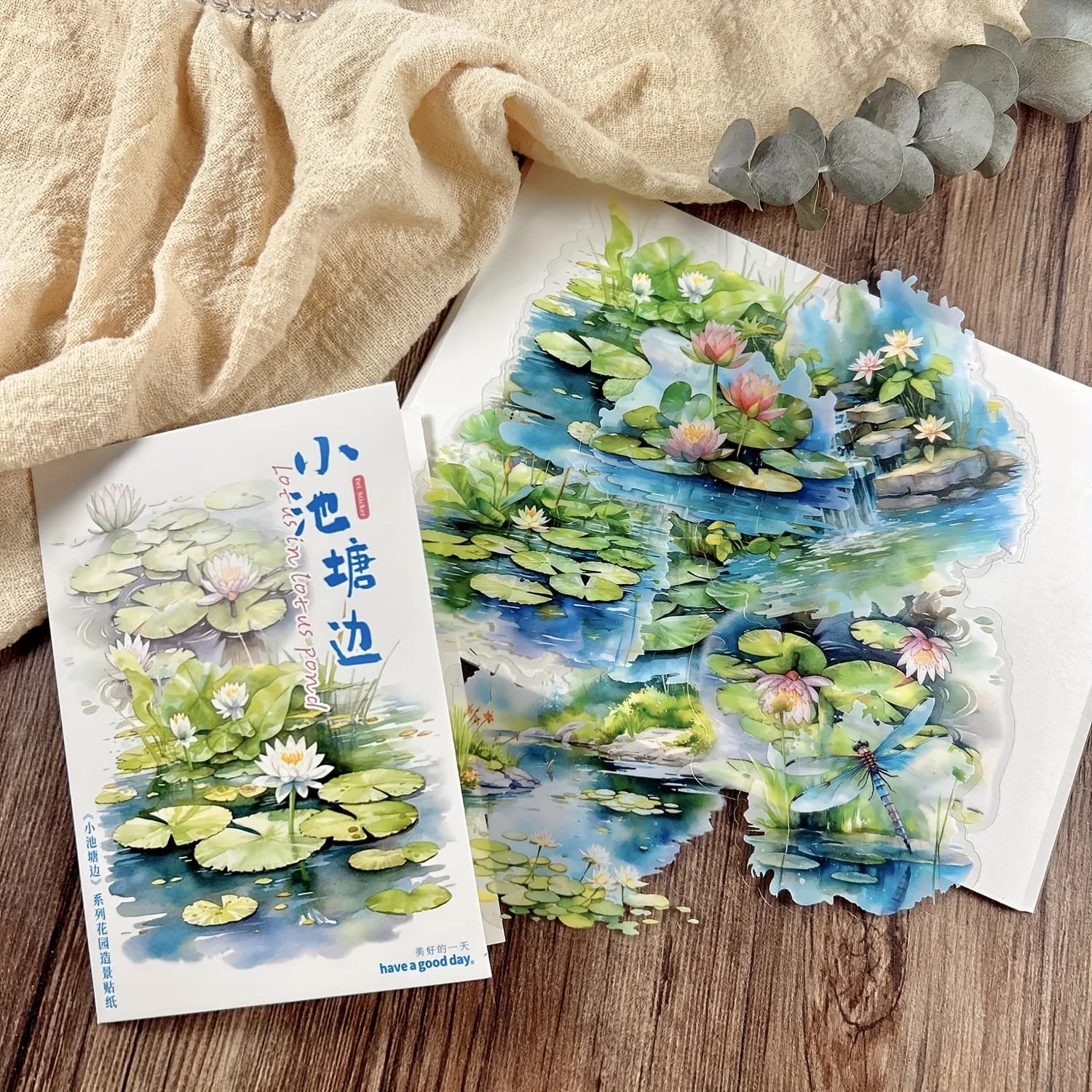 10 adesivi di grandi dimensioni per laghetto e paesaggio del lago per scrapbooking fai da te, pianificatore, collage, diario, forniture, adesivi di cancelleria