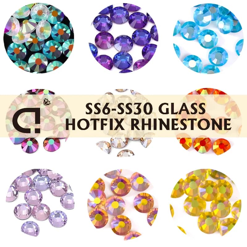 DUCRYSTAL Flatback Hotfix AB Serie Strass in vetro SS6-SS30 Glitter Rosa Viola Pesca Siam Strass Borse per indumenti Artigianato fai da te