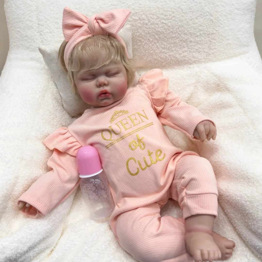 Realistic reborn dolls, realistic dolls for babies sleeping from 24 inches, soft and weighted doll with hand-made fabric body