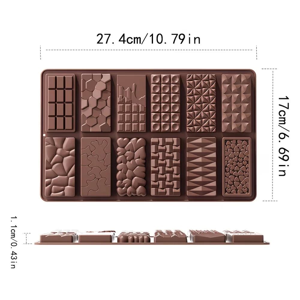 Stampi in Silicone per Cioccolato - Stampi in Silicone per Alimenti per Cioccolatini, Resistenti al Calore, Stampi per Barrette Nutrizionali ai Cereali