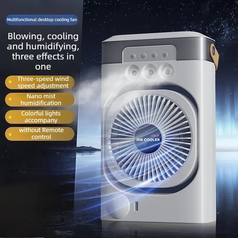 Wireless USB Rechargeable Evaporative Mist Fan Silent Mini Water Cooling Humidifier Fan For Student Dorm Desktop Office Use