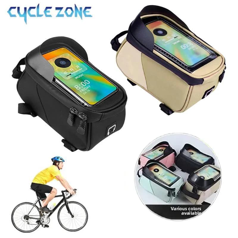 Bicycle Bags with Touch Screen Mobile Phone Holder for Bike Light Barrier Front Bicycle Frame Bag Waterproof MTB Hard Case