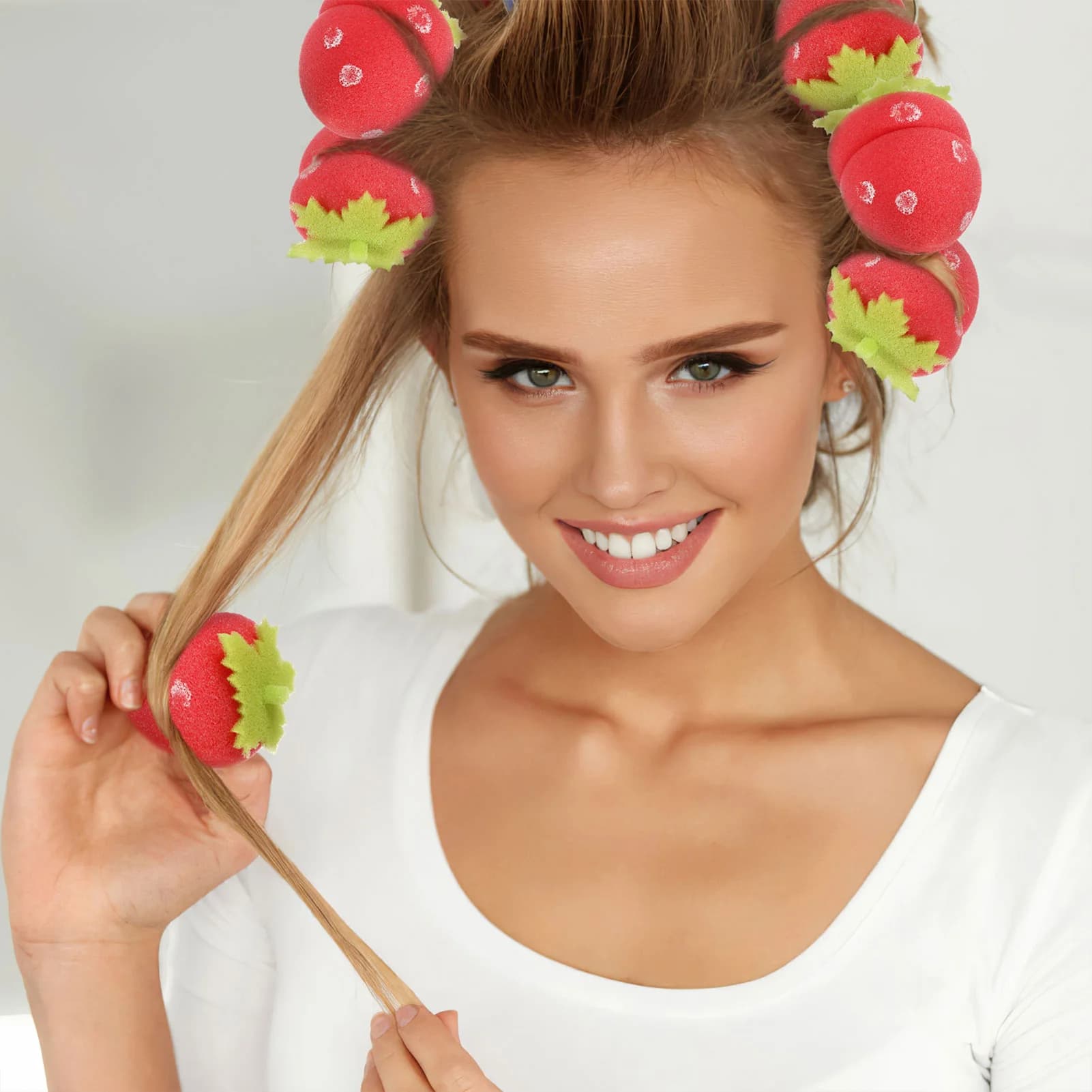 1/6/12 Pieces Bigodini in Sponge Make yourself for Voluminous Ricci, Strawberry Shape Bigodino for Long Hair, Styling Tools
