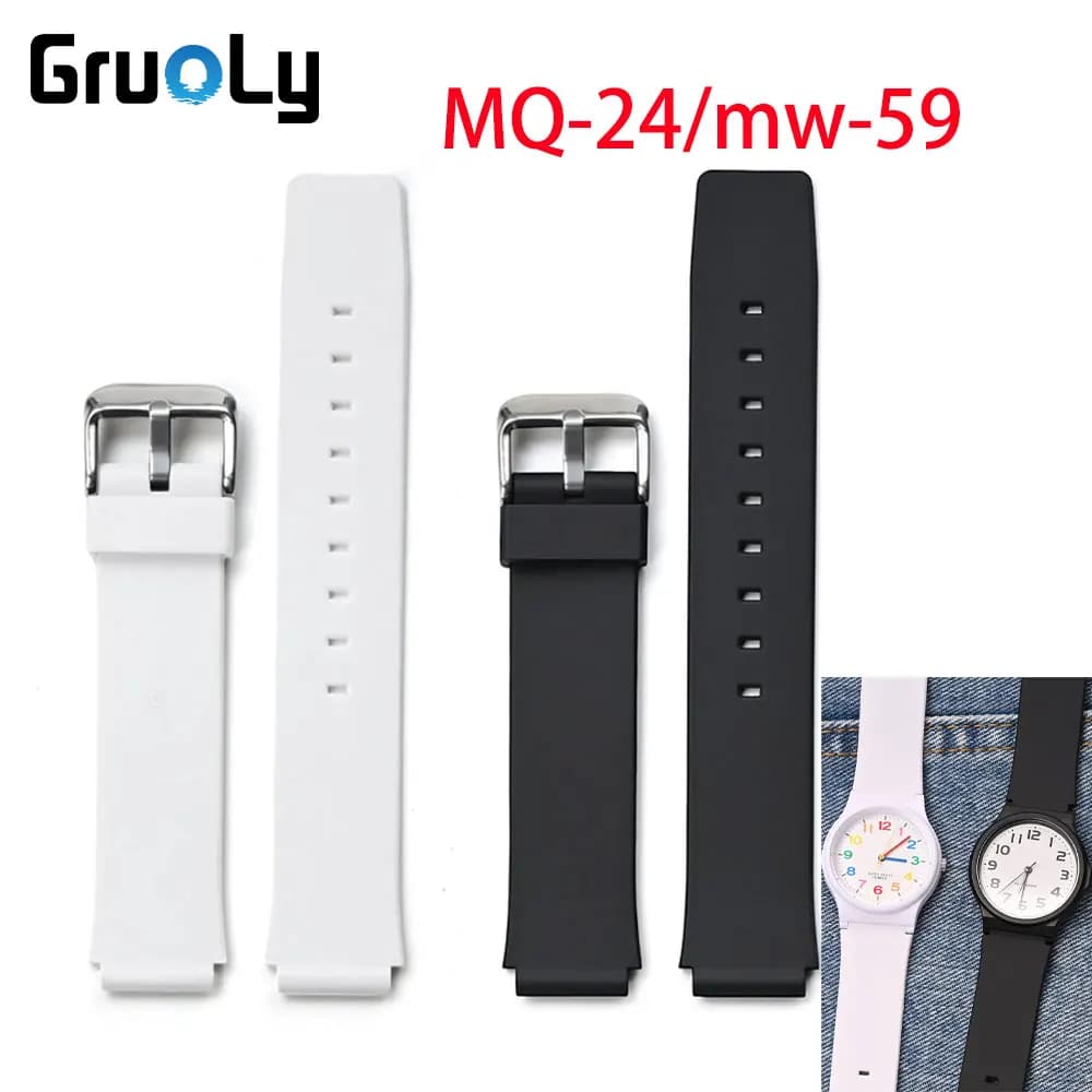 Cinturino in gomma siliconica da 16 mm per Casio MQ-24 MW-59 Uomo Donna Accessori per bracciale con cinturino in resina impermeabile