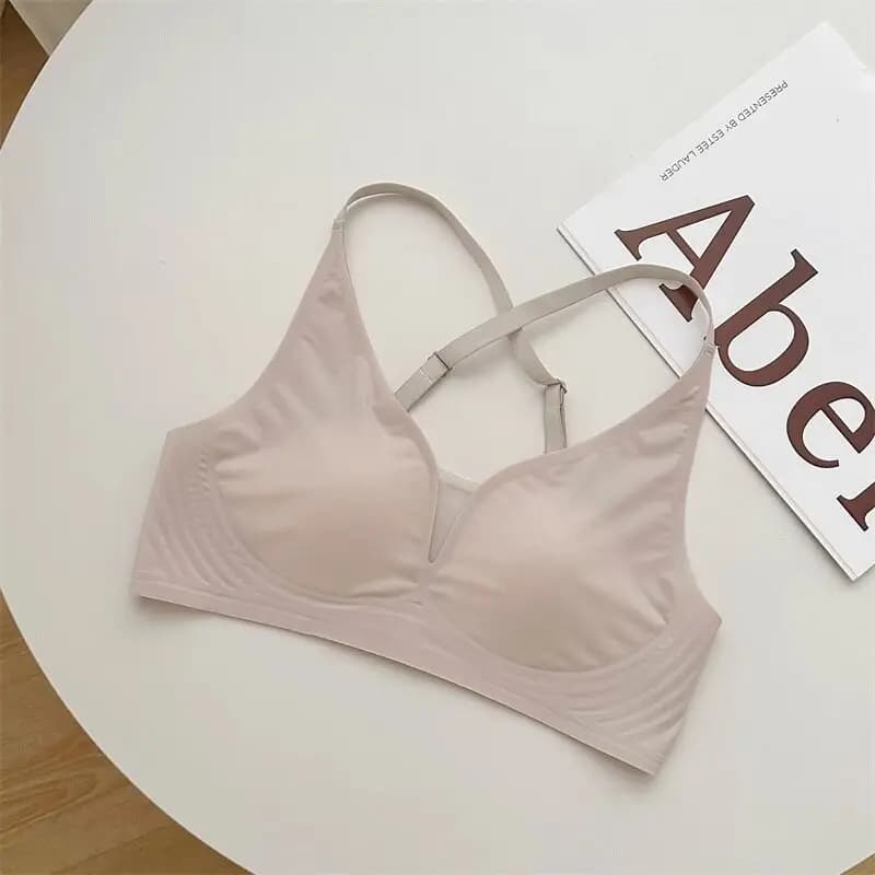 Large Bust Minimizer Bra Thin Summer, Support Lift Anti-Sagging, Seamless Cross Back, Comfort Sexy Wireless, T-Shirt Underwear