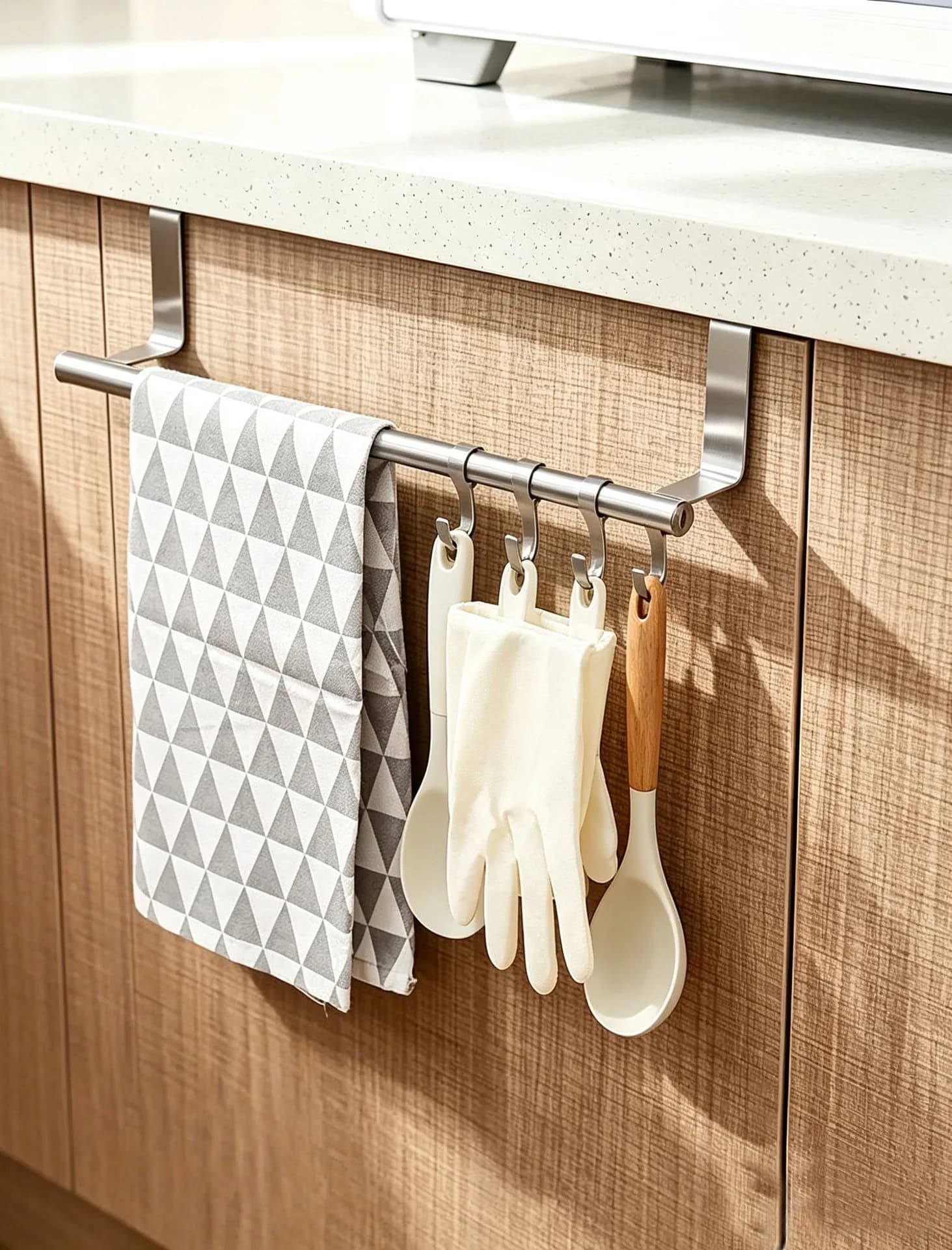 Stainless Steel Towel Rack Kitchen Cabinet Door Towel Bar Bathroom Hanging Towel Hooks Home Storage Organizer Shelf