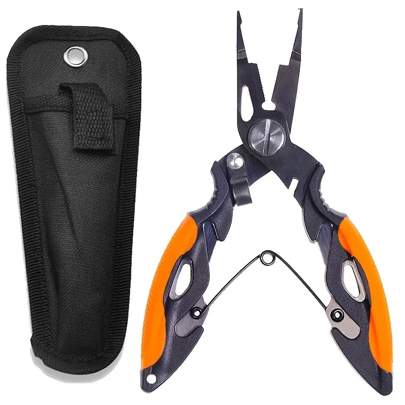 1 paio di pinze da pesca resistenti in acciaio inossidabile con taglia esche e strumento per rimuovere l'amo - Strumento essenziale per la pesca all'aperto (12,5 cm/4,92 pollici)
