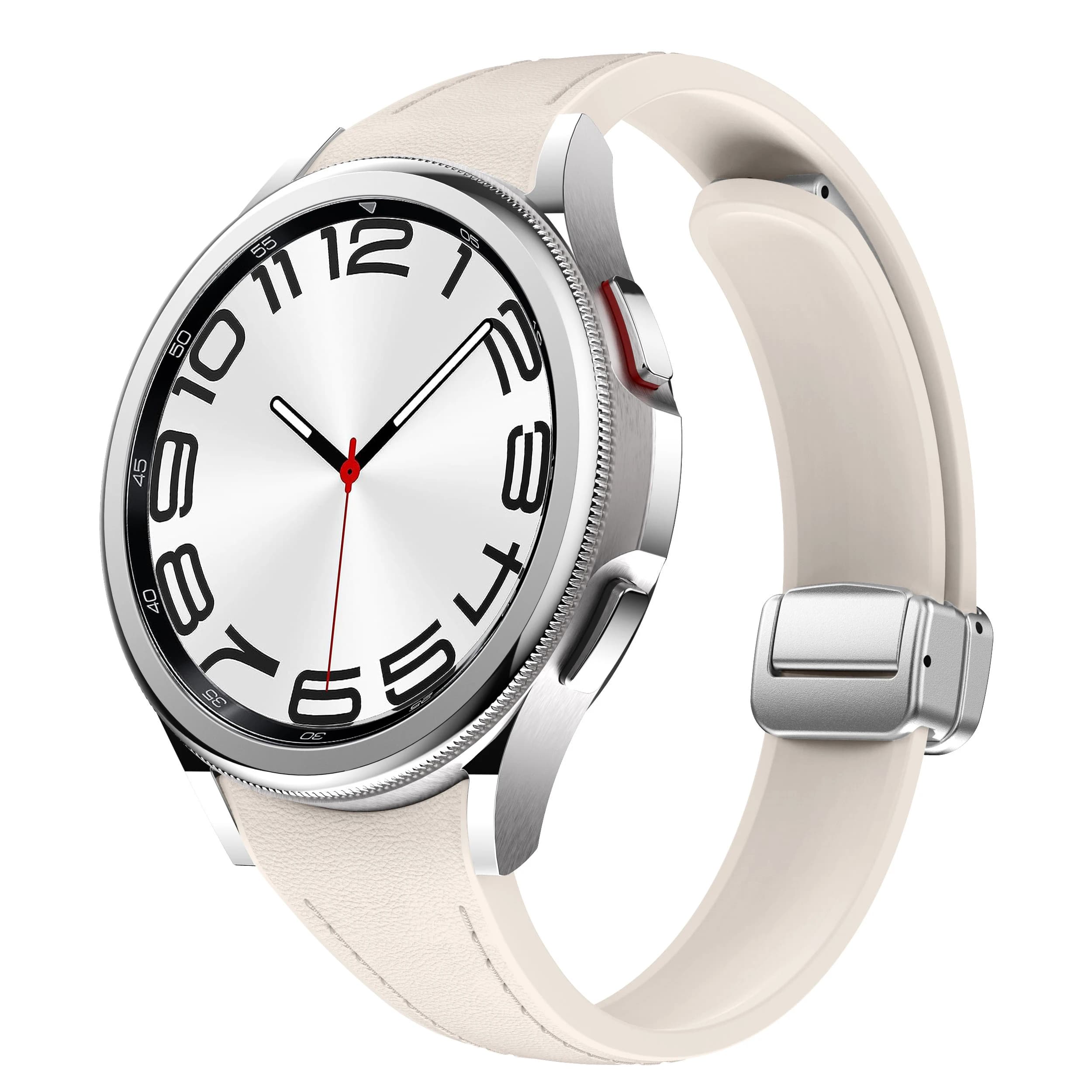 Cinturino sottile in pelle + silicone per Samsung Galaxy Watch 6 4 Classic 46mm 47mm 40mm Bracciale magnetico Galaxy Watch 5 Pro Cinturini 45mm