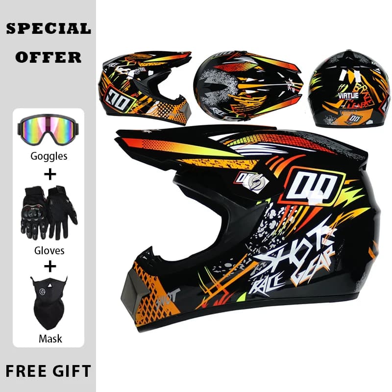 Invia 3 pezzi regali Caschi da moto Casco da fuoristrada per adulti Dirt Bike Downhill AM DH Casco da cross Capacete Casco da motocross DOT
