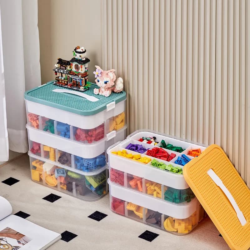 Scatola portaoggetti in plastica per giocattoli Lego Portablocco regolabile trasparente Contenitore portaoggetti per puzzle Organizzatore di giocattoli per bambini