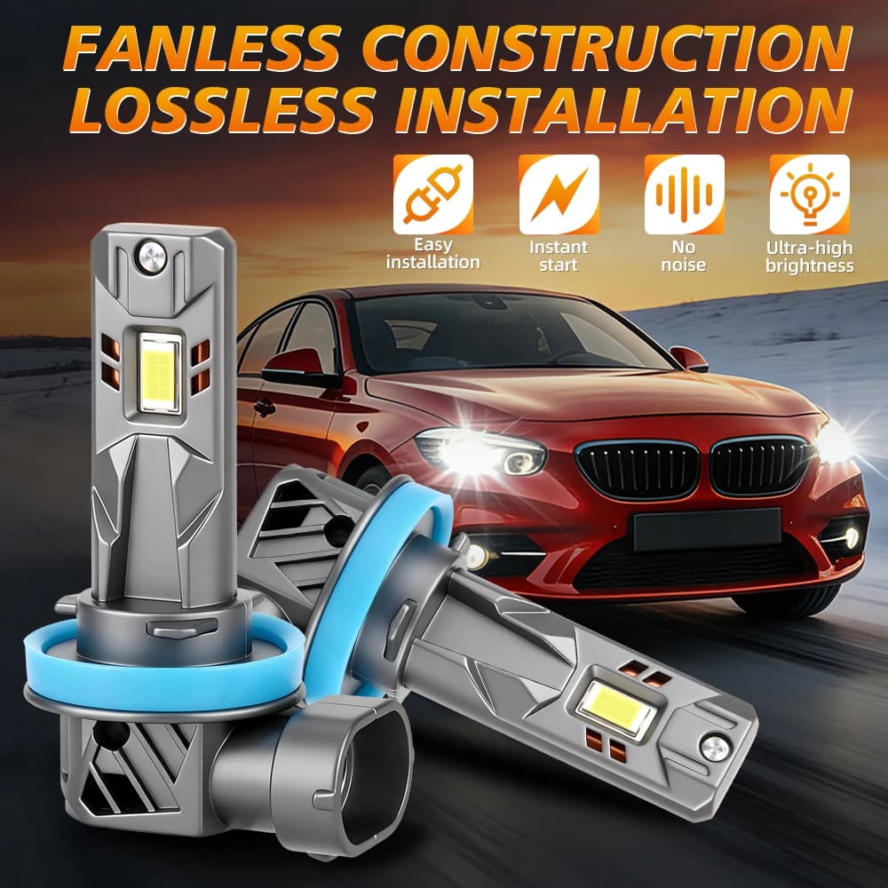 2 Pezzi Lampadine LED H11 H8 H9 per Fari Auto 300W 30000LM Luminose Canbus Mini Formato 6000K Bianche per Fendinebbia e Luci Diurne