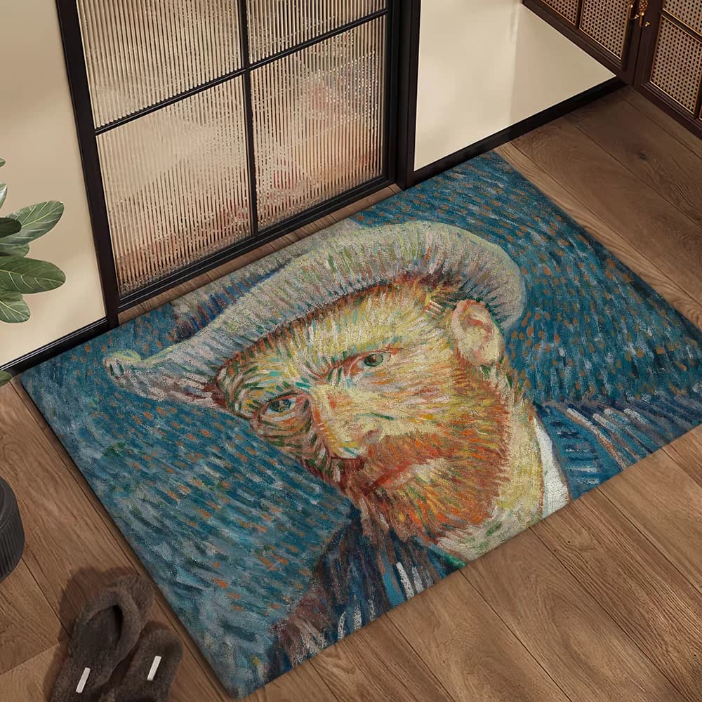 Tappetino da bagno Starry Night Van Gogh in microfibra, decorativo, versatile, in flanella, ad asciugatura rapida, assorbente, con suola antiscivolo