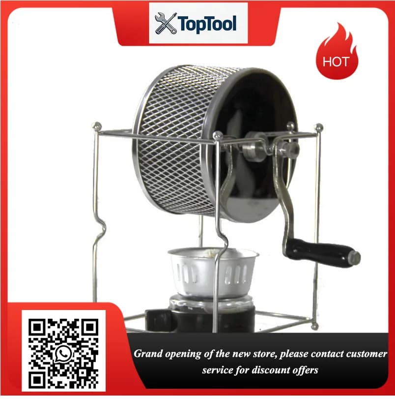 New DIY Manual Hand Crank Coffee Roaster, Mini Stainless Steel Roller Baking Machine, Household Raw Coffee Bean Roasting Tool