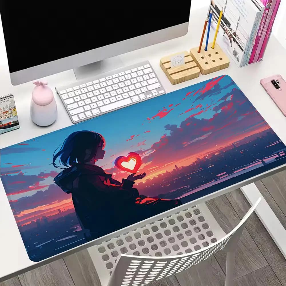 Tappetino per mouse Love and Girl, tappetino per laptop, ufficio, gaming, da tavolo, accessori per giocatori, tappetino da tavolo anime, tappetino per mouse, tappeto per tastiera