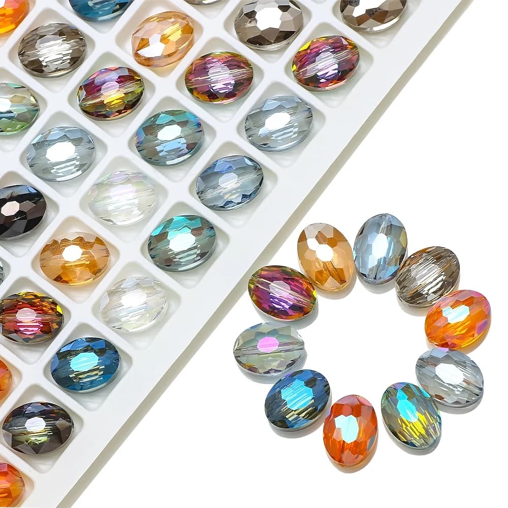 10pcs 16x20mm Center Hole Crystal Beads Glass Oval Beads Stone For DIY Making Charms Hanging Jewelry Earing Necklace Accessories