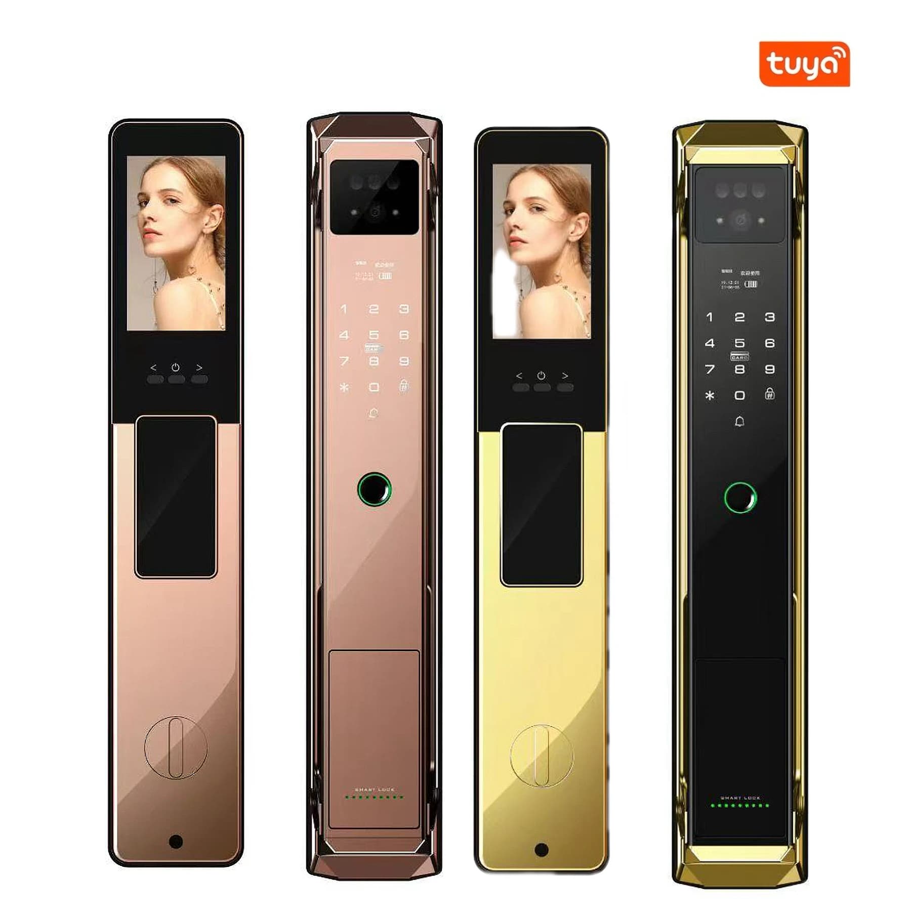 Factory Price Tuya Palm Print App Automatic Electronic Door Lock with Tuya 3D Face Recognition Smart Door Lock with Camera