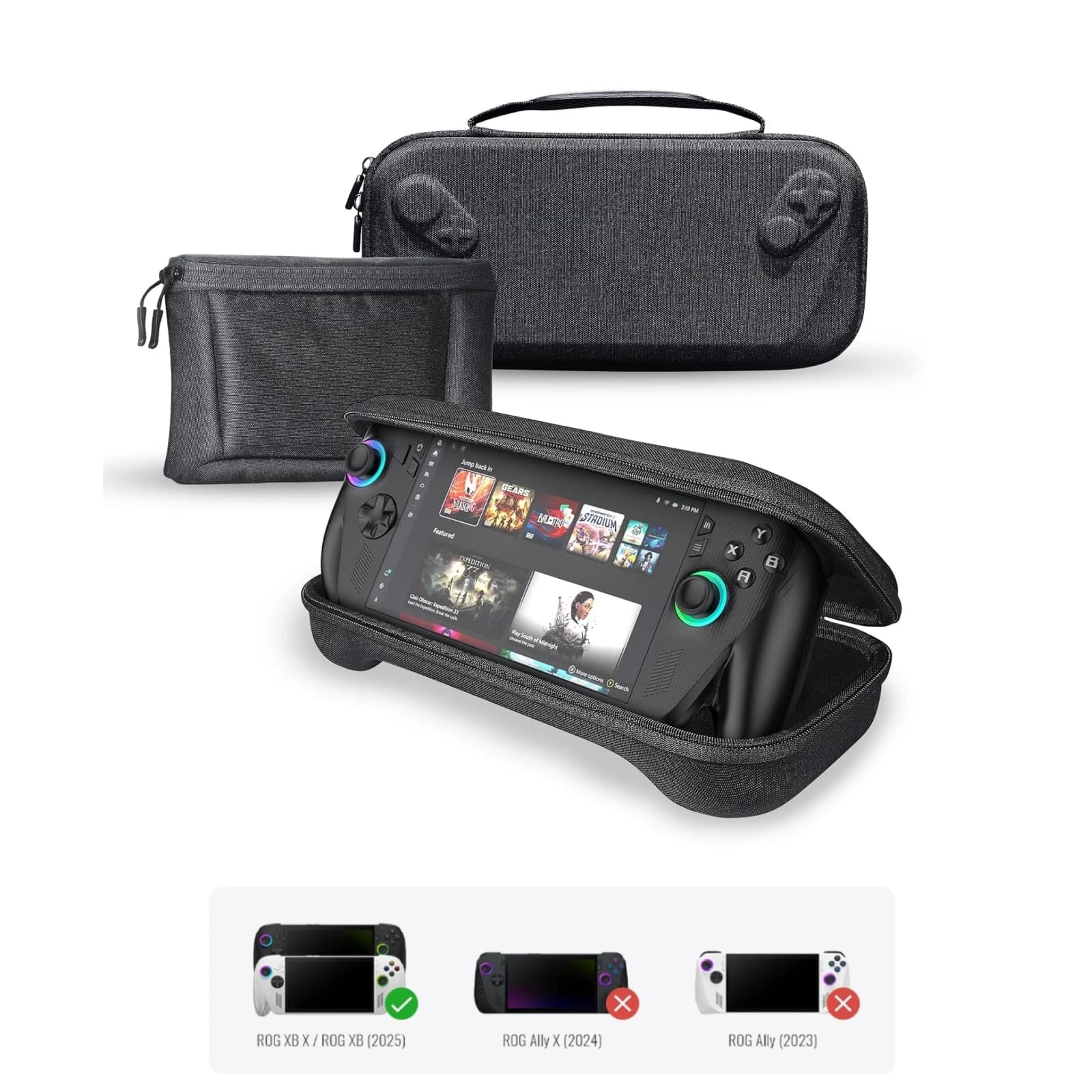 Custodia da trasporto 2 IN 1 per Asus ROG Xbox Ally e ROG Xbox Ally X, Borsa da viaggio portatile con custodia accessoria rimovibile per ROG Xbox Ally