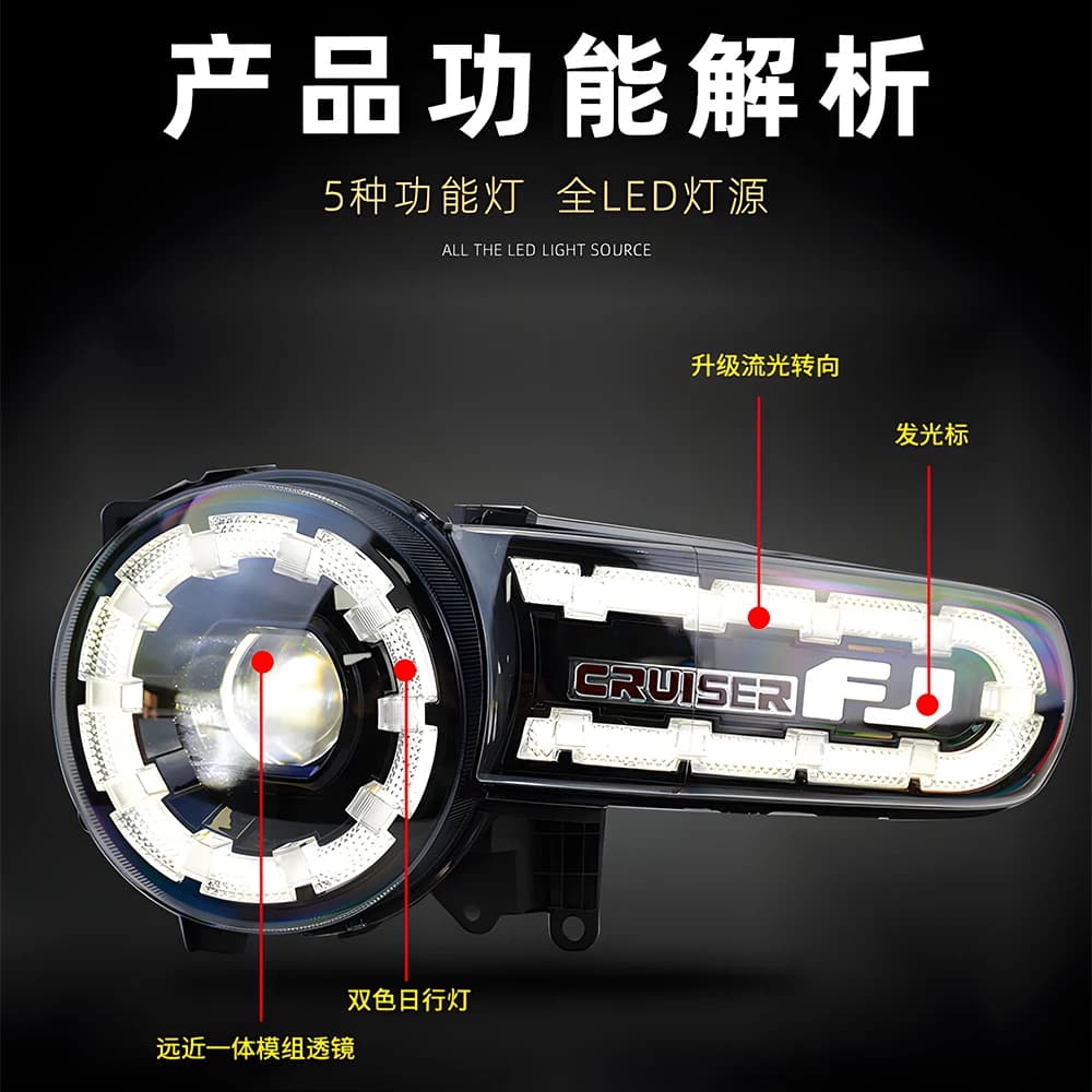 Luci dell'automobile Per Toyota FJ Cruiser 2007-2017 LED DRL Auto Gruppo Faro Aggiornamento Avviamento Effetto Lente Del Proiettore Accessori
