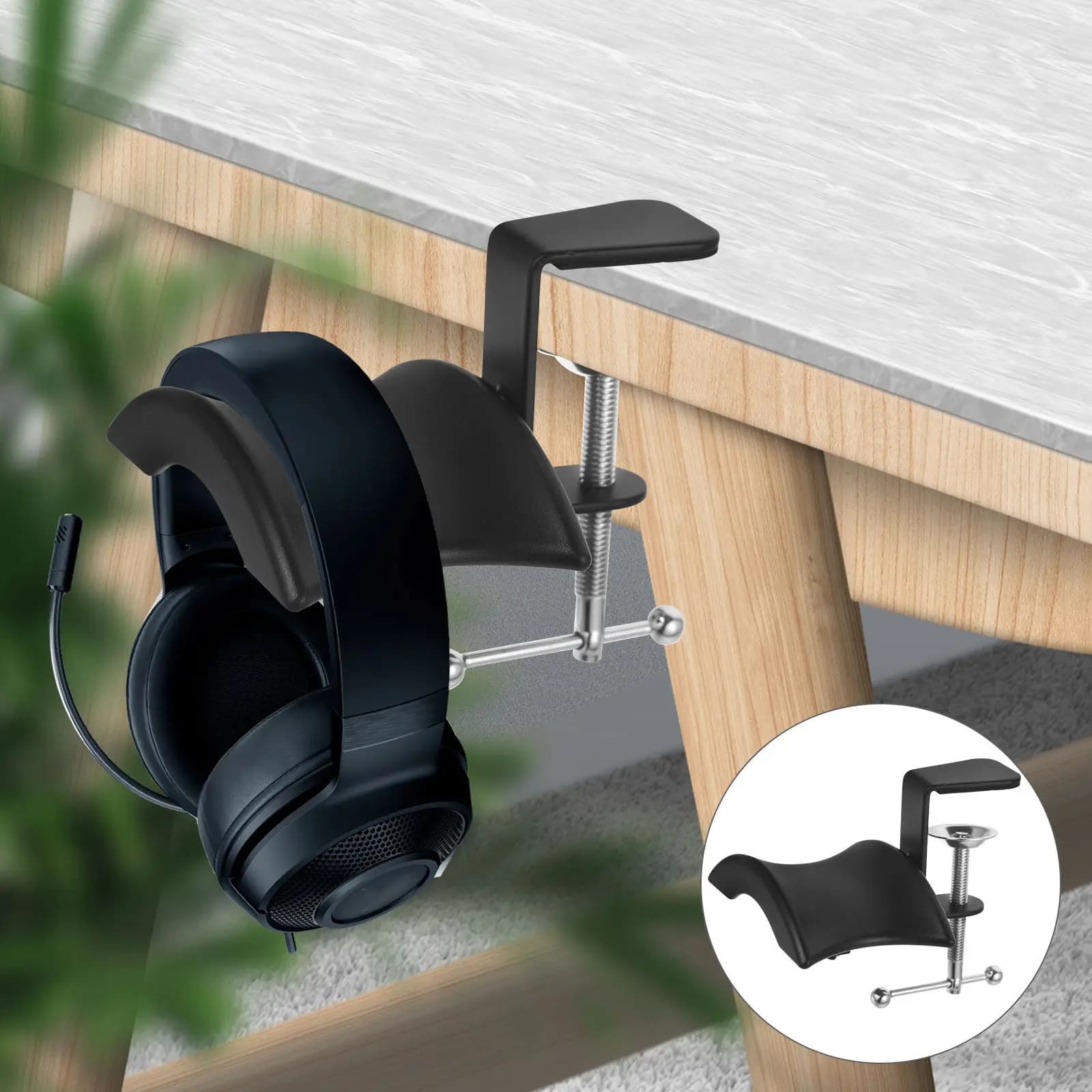Supporto per Cuffie da Scrivania, Porta Cuffie Portatile Compatto Leggero Design Moderno Costruzione Robusta Organizzazione Senza Grovigli