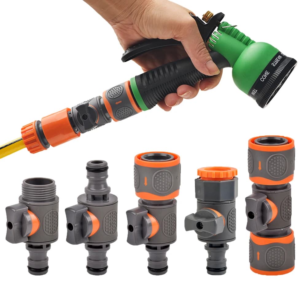 Connettore rapido per tubo da giardino 1/2 3/4 Accoppiatore per tubo da 1 pollice Connettore per acqua di arresto 16/20/32mm Adattatore per pistola per irrigazione con giunto di riparazione