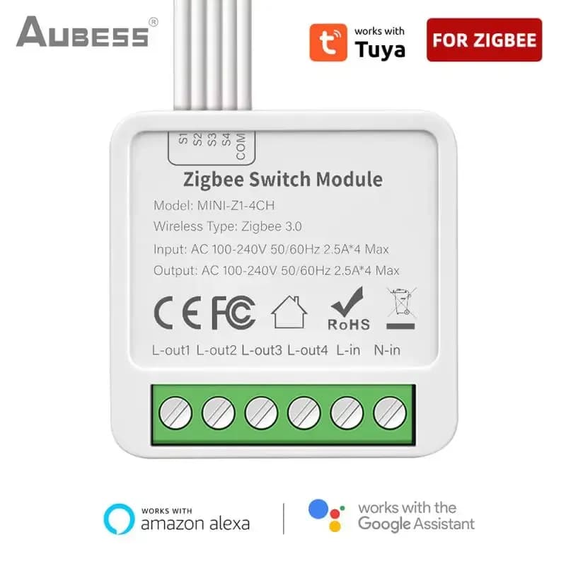 Tuya Zigbee Mini Circuit Breaker FAI FROM TE Module Smart Switch Relay 2/3/4 Control Channels Works With Alexa Google Casa Alice