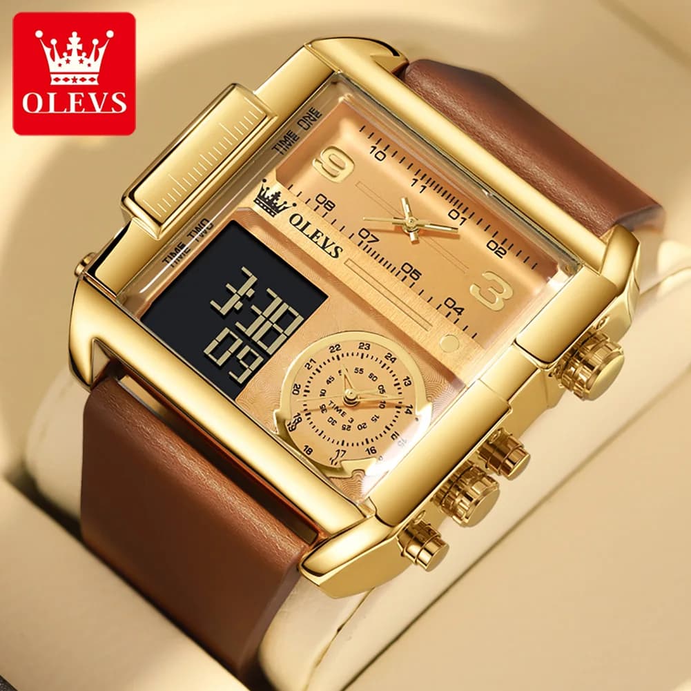 OLEVS 1101 Orologio da uomo Orologio al quarzo multifunzione alla moda per uomo Calendario Settimana Display Orologio a mano con quadrante grande Impermeabile luminoso