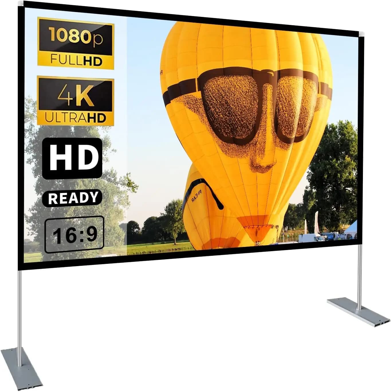 Schermo per Proiettore Portatile HD 4K da 100 Pollici con Supporto e Borsa per il Trasporto, per Home Theater, Pieghevole Rapidamente, Senza Pieghe