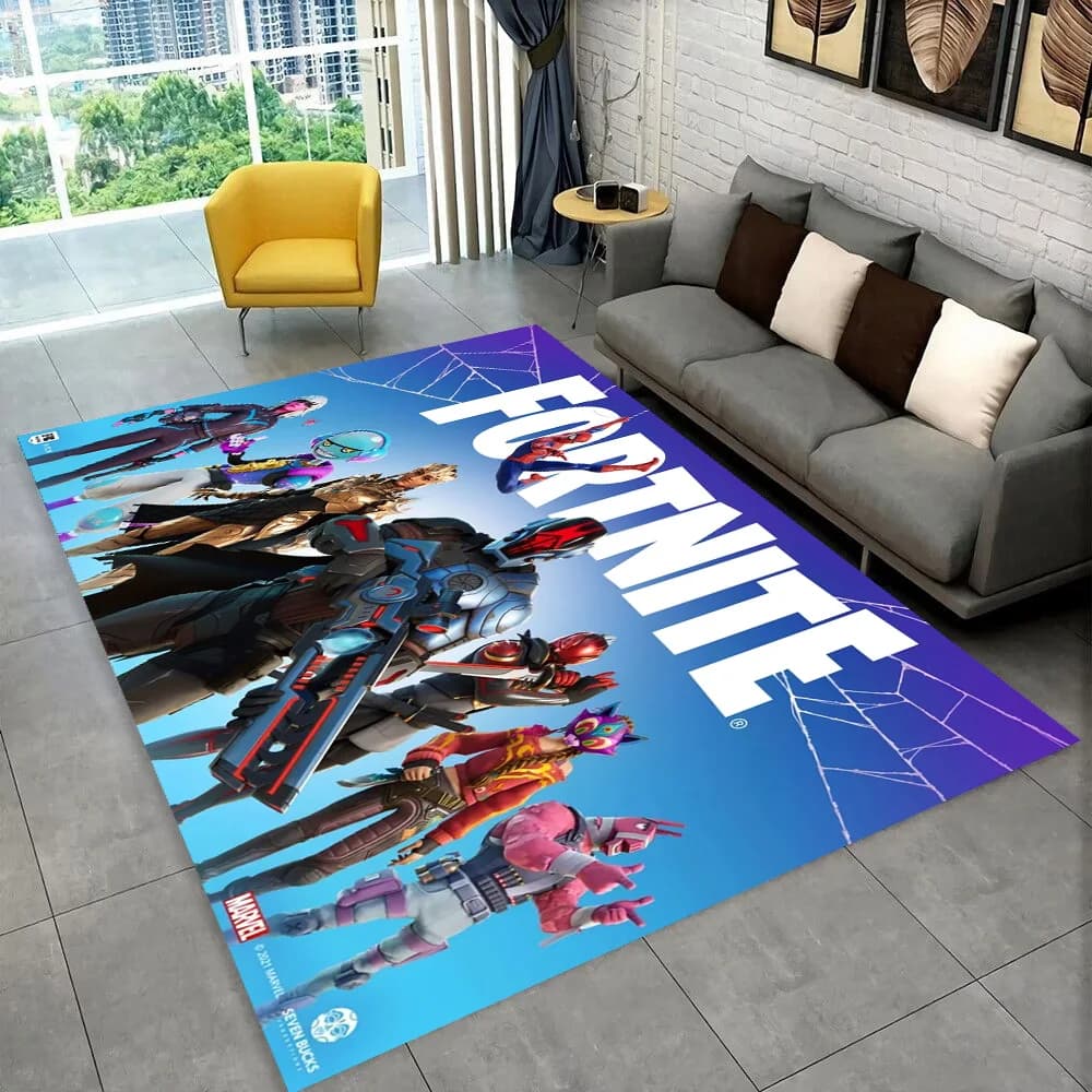 F-Fortnites Cartoon Gioco Tappeto per sala giochi Camera da letto Soggiorno Divano Decorazione zerbino per la casa, Tappeto per l'area Tappetino antiscivolo Regalo