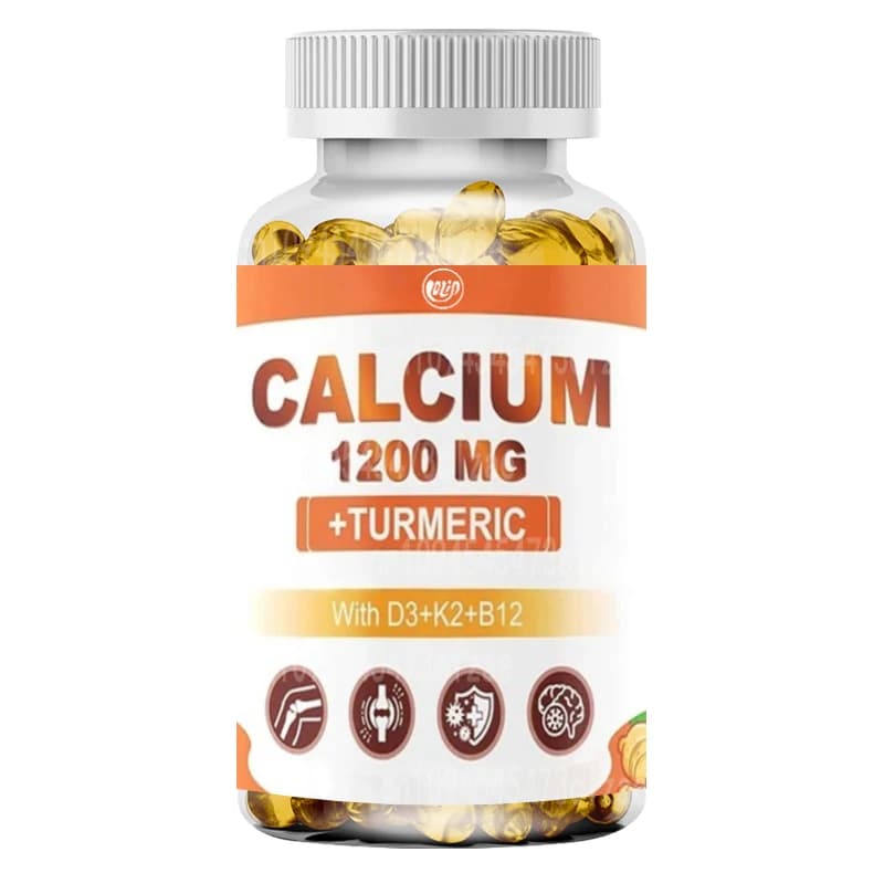 Calcium supplement - Contains Vitamins D3, K2, B12, Curcuma and Zinc for Support of Bones, Muscles and Immunite System (60 Tablets)