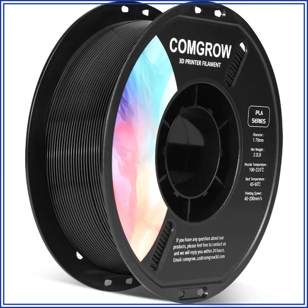 PLA 3D Printer Filament 1.75mm, Dimensional Accuracy +/- 0.02mm, 1KG Spool Black