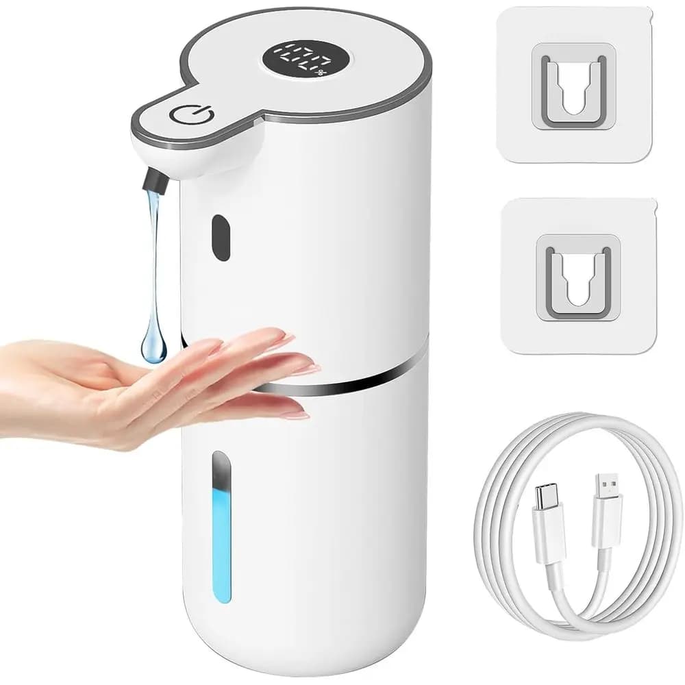Automatic Liquid Soap Dispenser, USB Rechargeable Smart Hand Soap Dispenser, 6-Level Adjustable, 12.8oz/380mL Wall Mounted or Ba