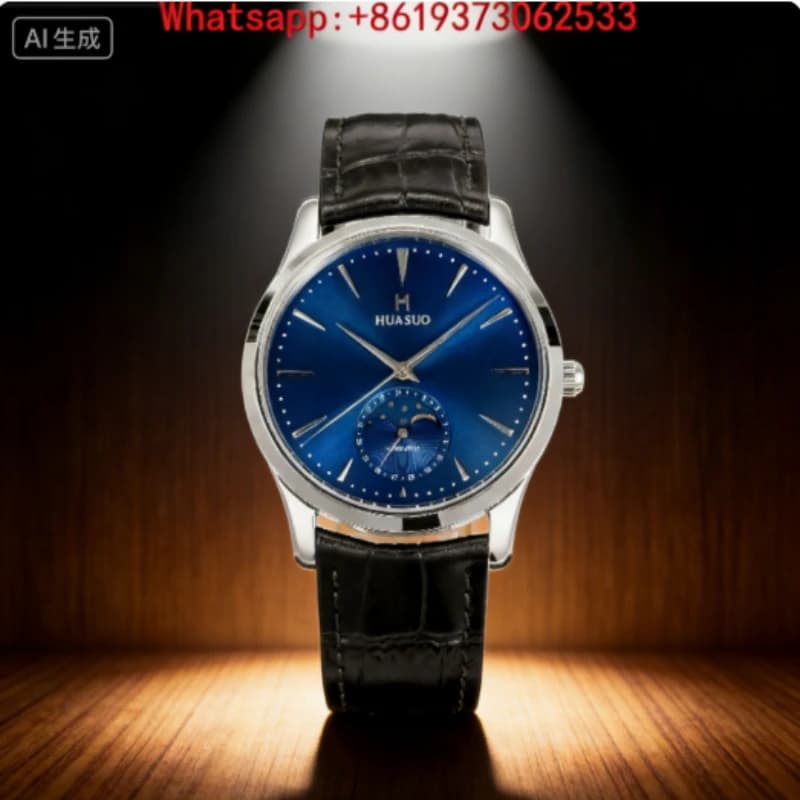 Orologio meccanico da uomo con fasi lunari, automatico, ultrasottile, con vetro zaffiro, impermeabile