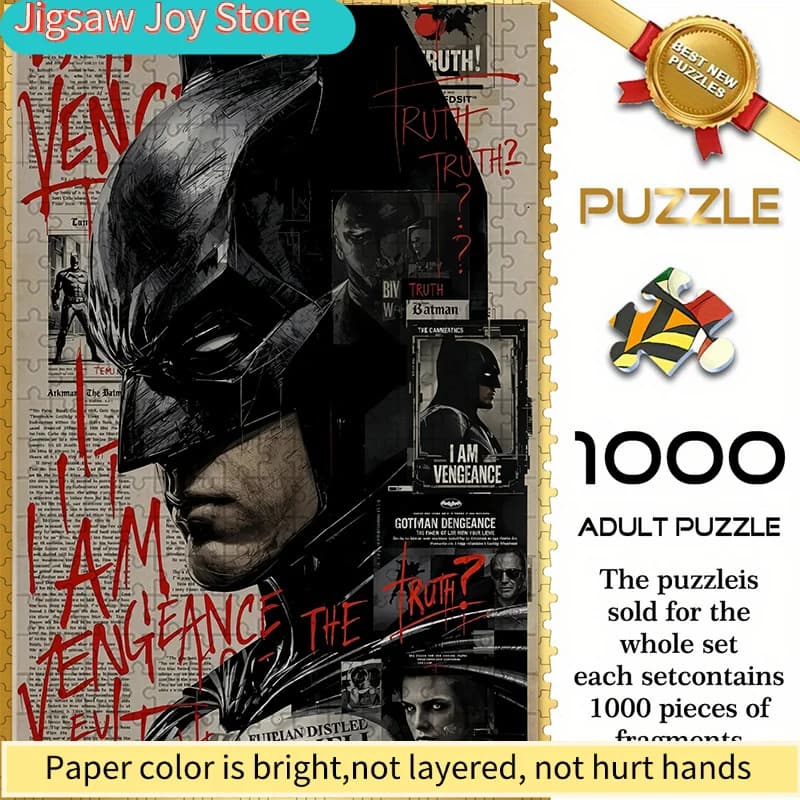 Puzzle senza cuciture Warner Bros Z9.16-46, design artistico collage di Batman, puzzle spesso e resistente, un ottimo gioco mentale per adulti, perfetto