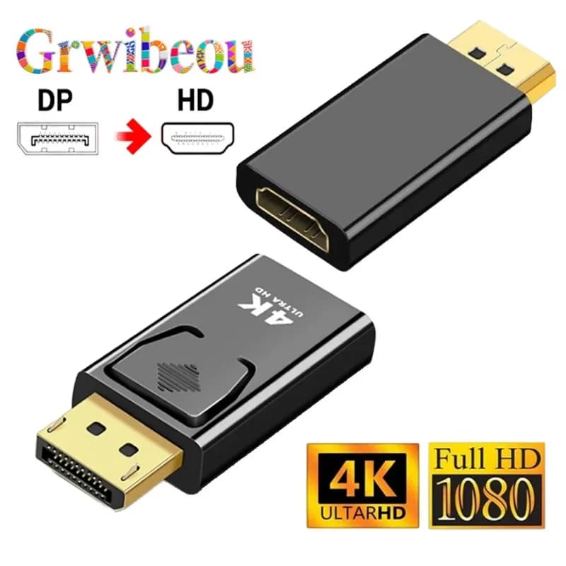 Adapter cable compatible with DisplayPort to HDMI 4K Video Audio Converter compatible with DP to HDMI 1080P for PC TV Portable Projector