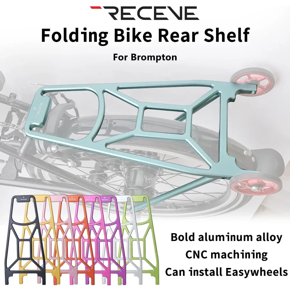 RECEVC Portapacchi posteriore per bicicletta pieghevole Portapacchi BMX Portapacchi per bici Portapacchi in lega di alluminio Ripiano posteriore per Brompton