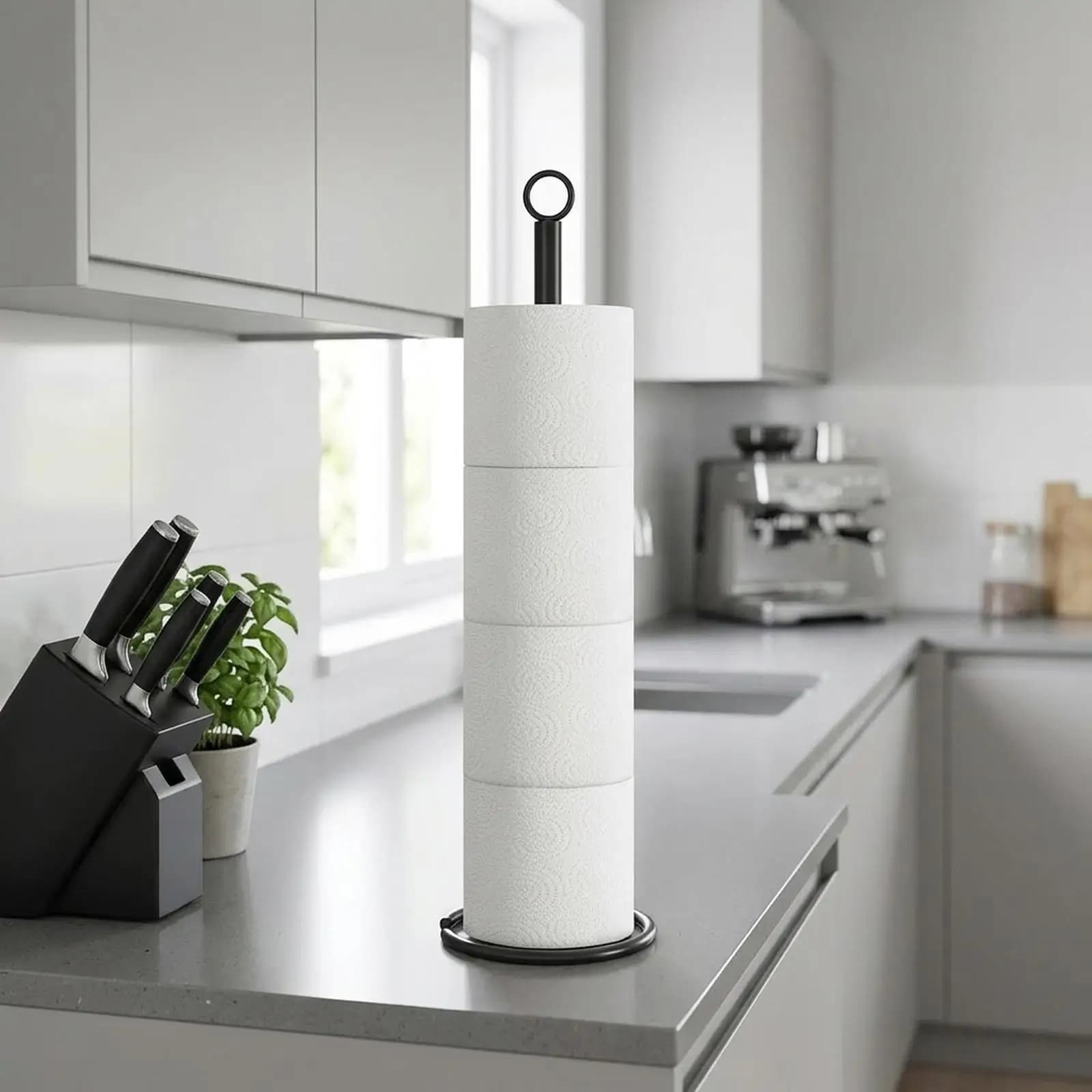 Dispenser porta rotolo di carta igienica in ferro impermeabile e minimalista per bagno, cucina o lavanderia in stile rustico/country