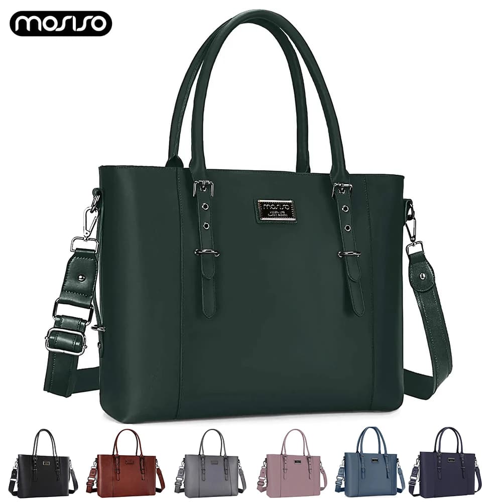 MOSISO Tote Bag for Women for MacBook Air Pro 13.3 15.6 17.3 inch Dell Notebook Laptop Bag Waterproof PU Leather Large Capacity