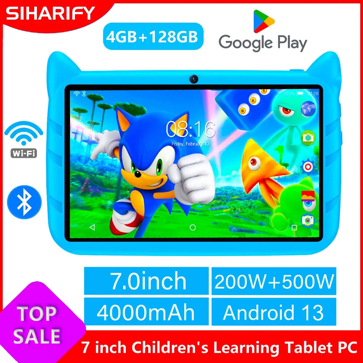 New 7 Inch Global Version 5G WiFi Kids Tablets Quad Core Android Learning Education Tablet PC 4GB RAM 128GB ROM Children's Gifts