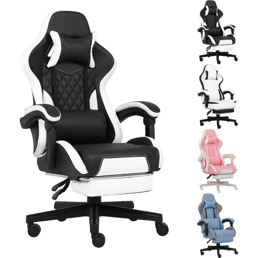 Sedia da gioco ergonomica con schienale alto con braccioli regolabili e supporto lombare per adulti, ideale per compzioni estese