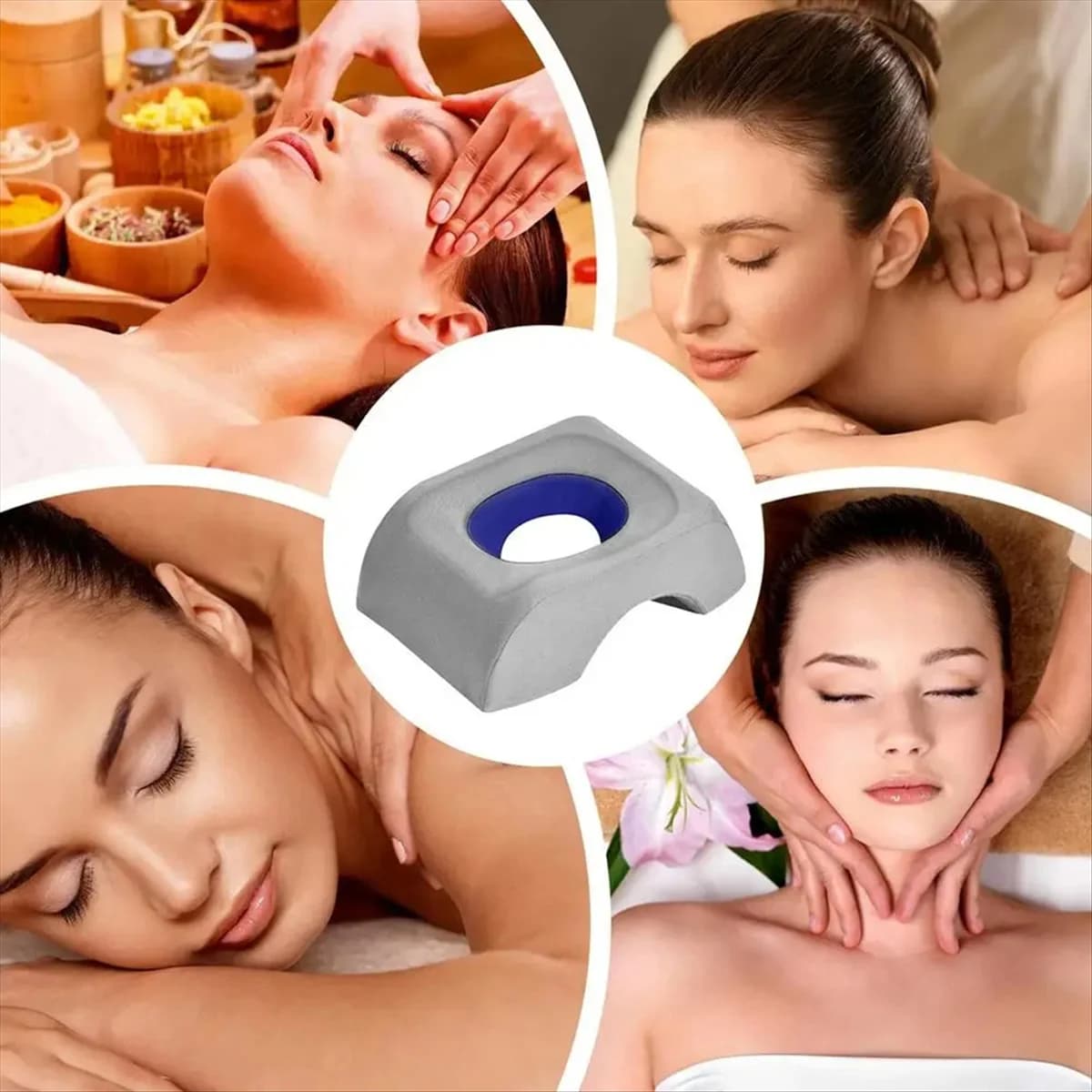 WFF Cuscino per il viso in schiuma per massaggio Culla per il viso Cuscino per massaggio quadrato per il viso Comodo cuscino per il viso ergonomico Respirare facile