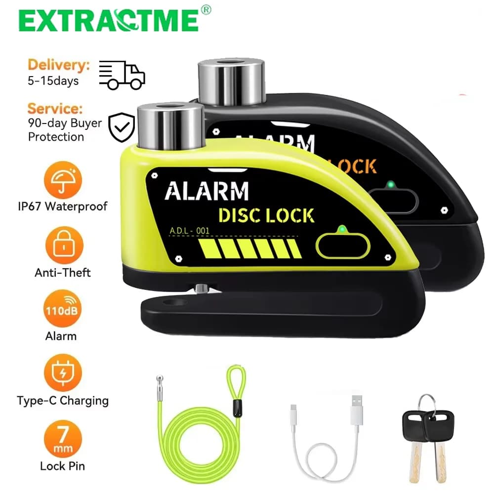 Extractme Blocco disco moto Lucchetto ruota bici Allarme moto Blocco allarme scooter impermeabile Lucchetto antifurto Blocco allarme