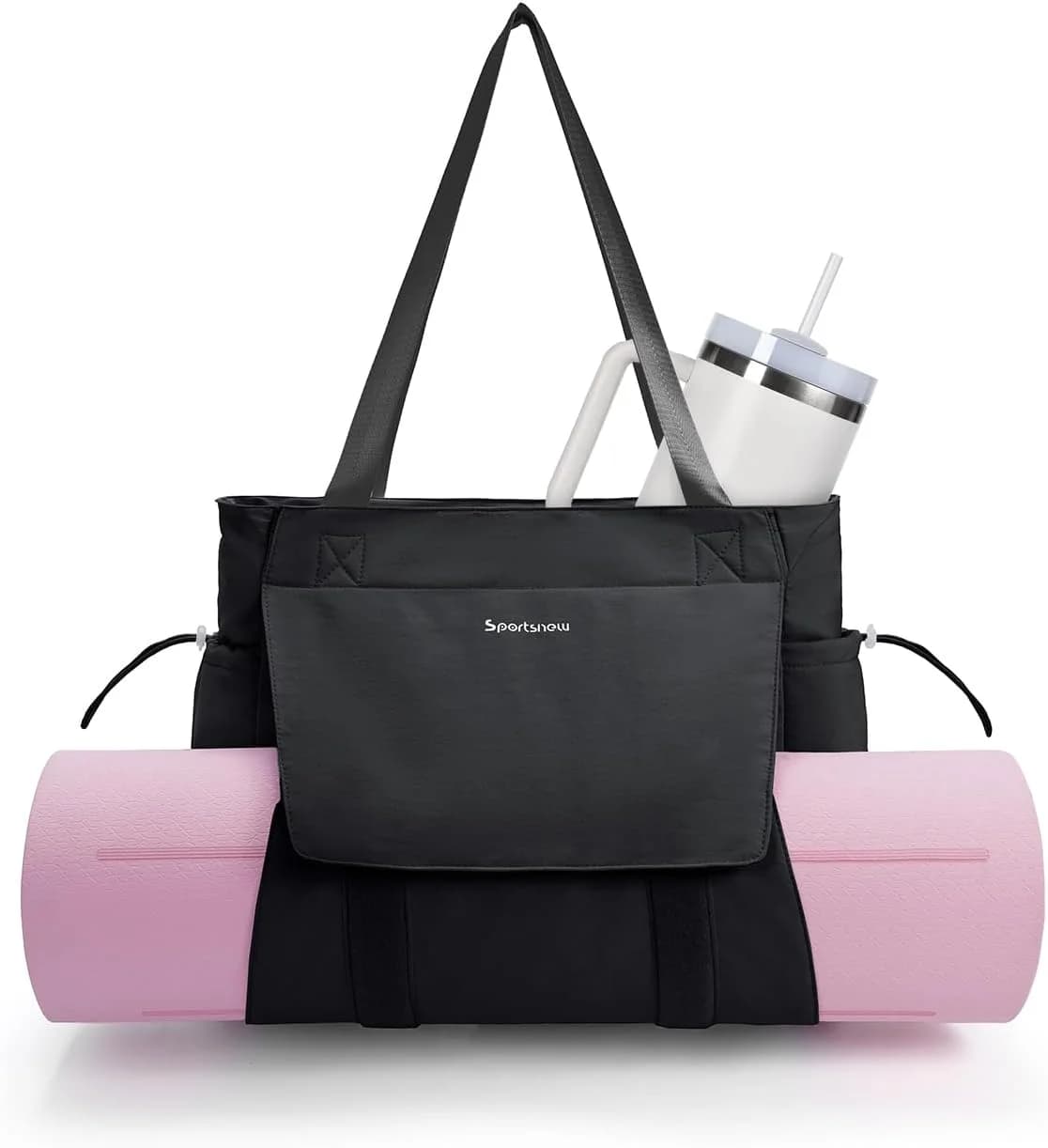 Large yoga mat bag with shoulder strap, elastic pockets and zipper - Contains all your accessories for a comfortable storage